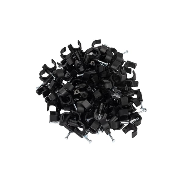 Kabelklemmer med spiker 100-pak Black 4 mm