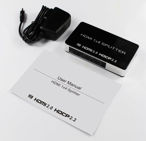1 x 4 HDMI splitter UltraHD 4K@60Hz understøtter 3D HDMI V2.0 HDCP 2.2 18 Gbps