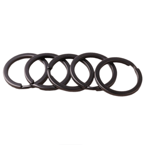 Runde karabinringer nøkkelringer sinklegering 10 deler Black 30 mm