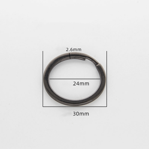 Runde karabinerringe nøgleringe i zinklegering 10 dele Black 30 mm