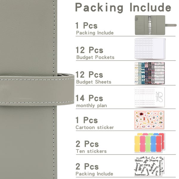 Notisbok i A6 med ringperm for planlegging av budsjett Grey