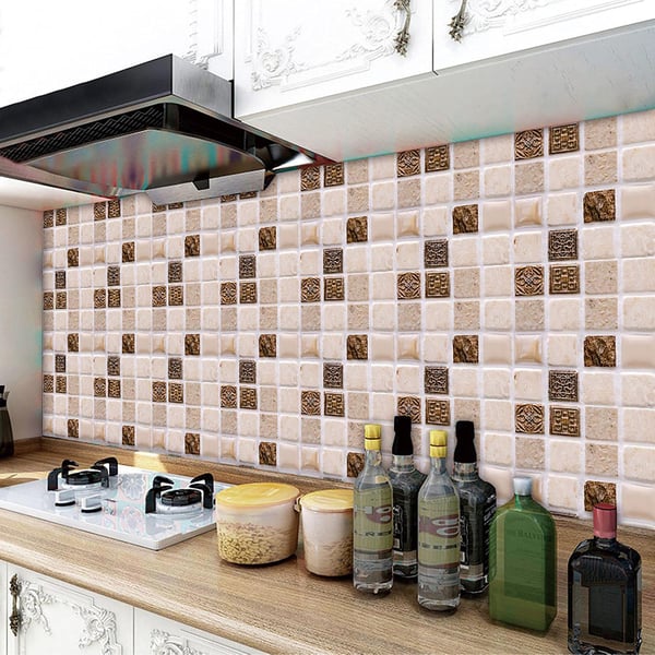 Vanntette gulvveggflisklistremerker 3D mosaikk 30-deler 10x10 cm White