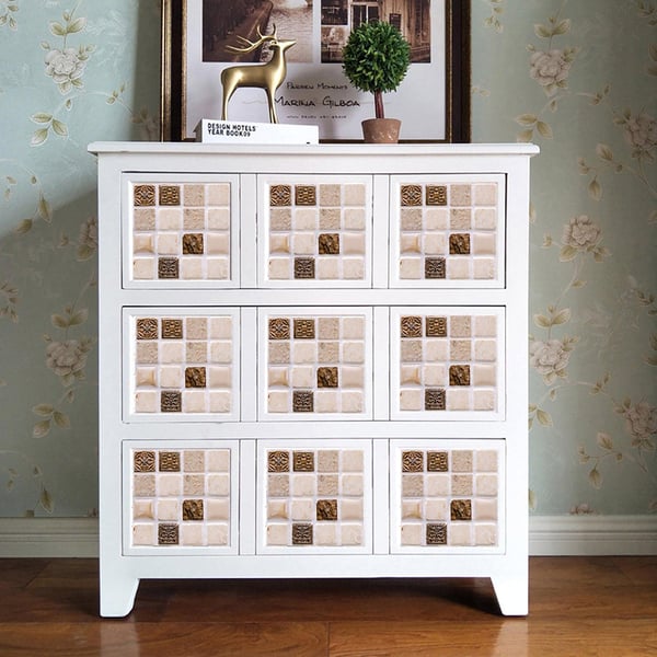 Vanntette gulvveggflisklistremerker 3D mosaikk 30-deler 10x10 cm White