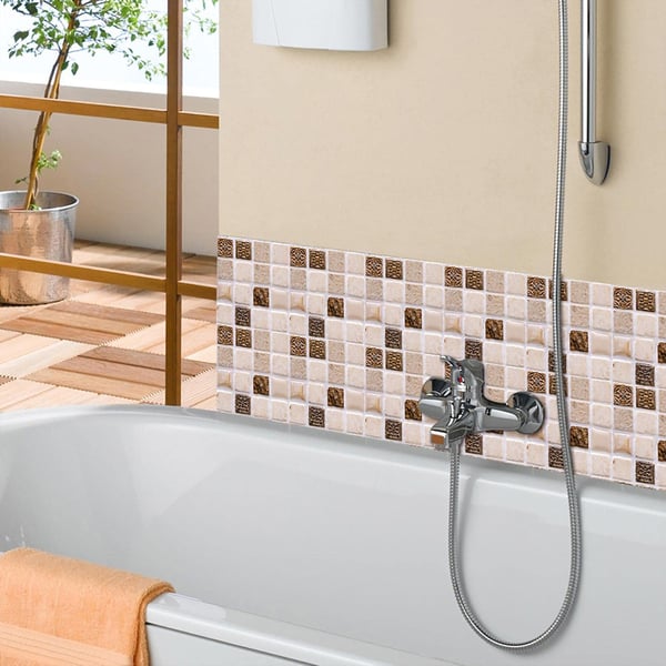 Vanntette gulvveggflisklistremerker 3D mosaikk 30-deler 10x10 cm White