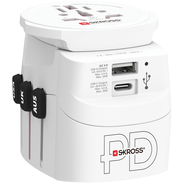 Verdens reiseadapter PRO Light USB AC30PD World PD 30W Jordet