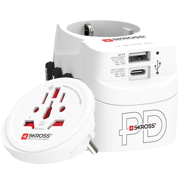 Verdens reiseadapter PRO Light USB AC30PD World PD 30W Jordet