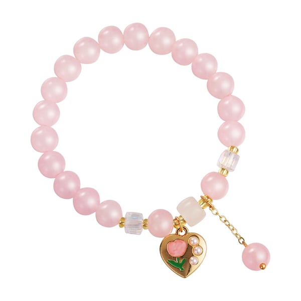 Rosa perler armbånd justerbart hjerte Pink