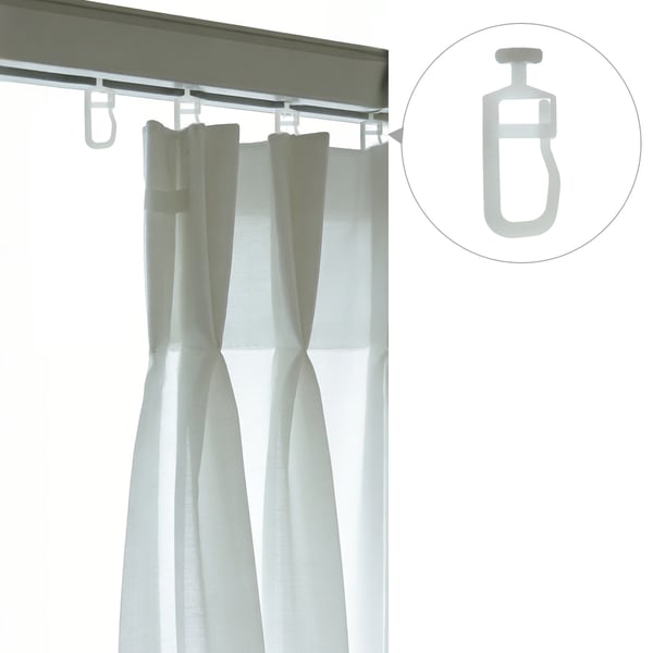 Liukukoukut verhokiskoon 50 kpl White