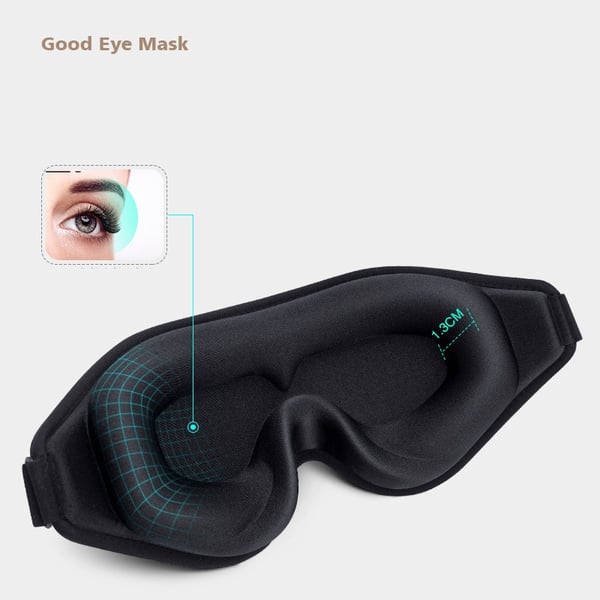 Mjuk 3D sovmask ögonmask för flygresor yoga vila Black
