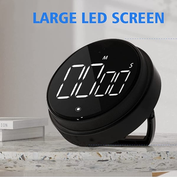Digital kjøkkentimer, magnetisk nedtellingstidtaker med stort LED-display Black