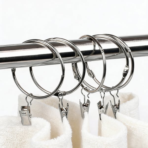 Öppningsbara gardinringar med klämmor gardinhängare 20-pack Silver 50 mm