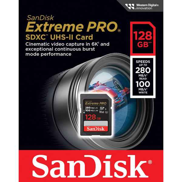 Extreme Pro 128GB 280MB/s V60 C10 UHS-II