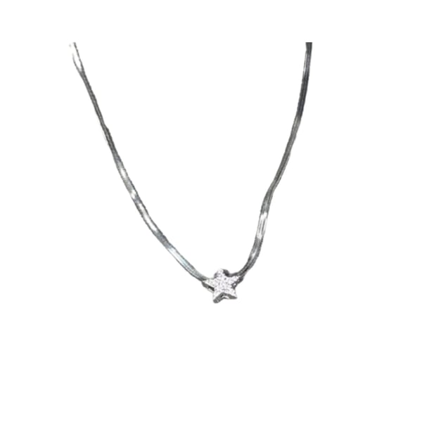 Stjerne Slangebein Halskjede - Lett Luksus Minimalistisk Mote Halskjede for Kvinner Silver Stjerne Slangebein Halskjede - Lett Luksus Minimalistisk Mote Halskjede for Kvinner Silver