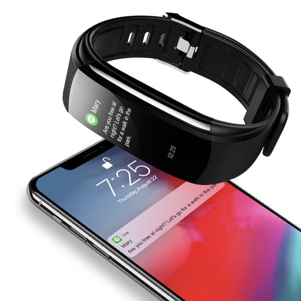 Aktivitetsarmbånd med puls, søvnmonitor, skritteller IP67 Black