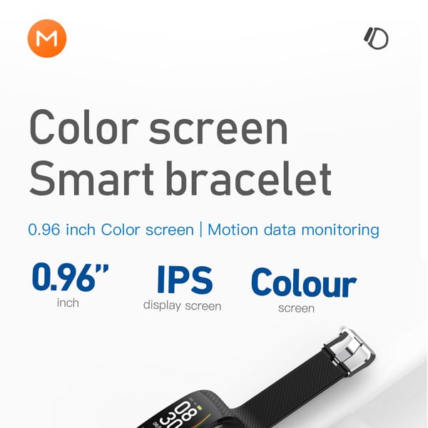 Aktivitetsarmbånd med puls, søvnmonitor, skritteller IP67 Black