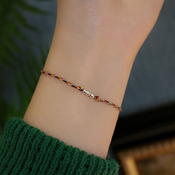S925 Silverflätat armband MultiColor