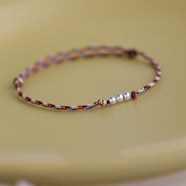 S925 Silverflätat armband MultiColor