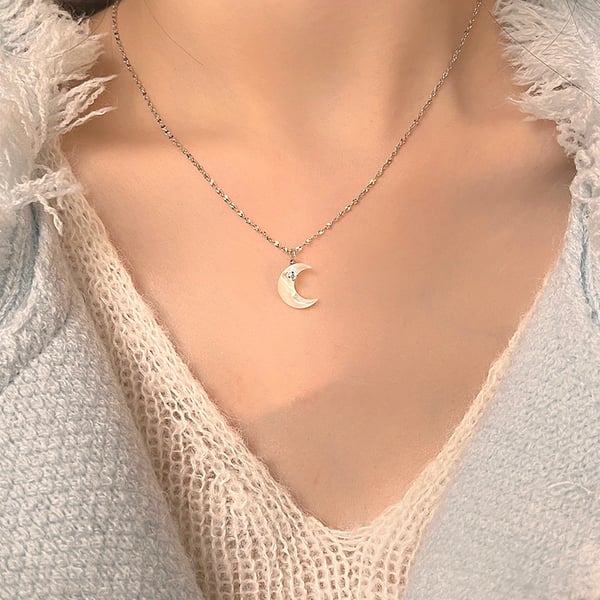 S925 Sølv Halskjede Moon Silver