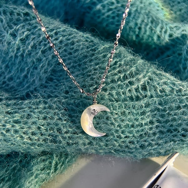 S925 Sølv Halskjede Moon Silver