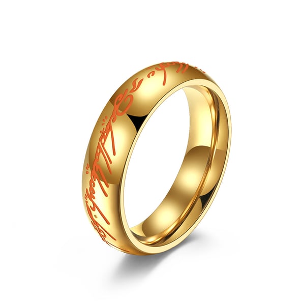 Titaaniteräksinen sormus tekstillä Gold 19 mm