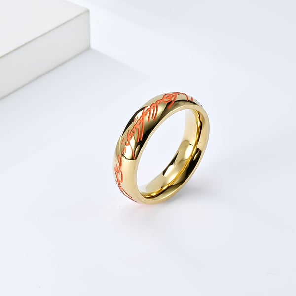 Ring med skrift i titanstål Gold 19 mm