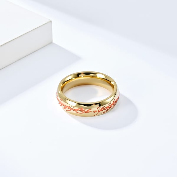 Ring med skrift i titanstål Gold 19 mm