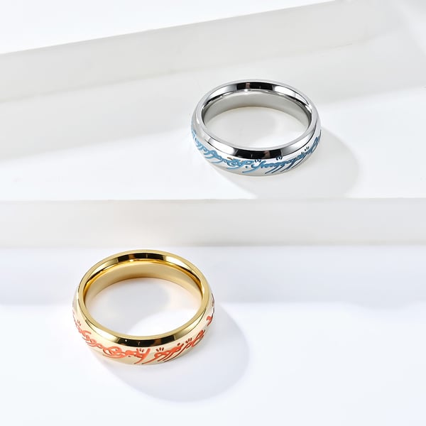 Ring med skrift i titanstål Gold 19 mm