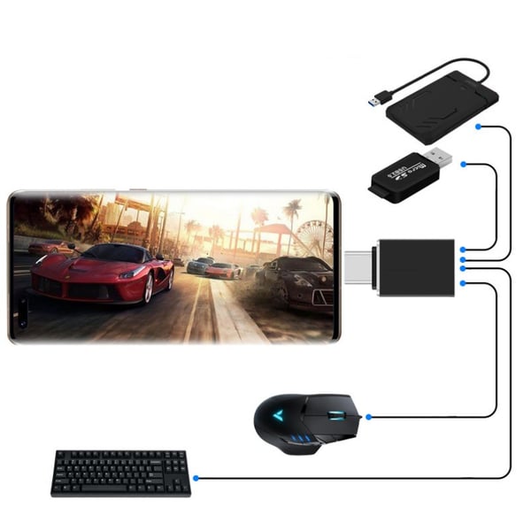 USB C til USB 3.1 adapter i aluminiumslegering Silver