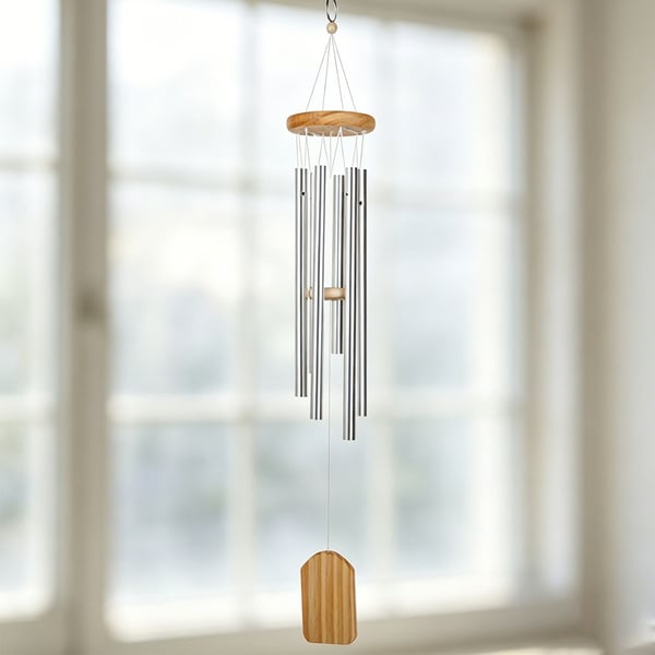 Vindklokke med 6 metalrør Silver
