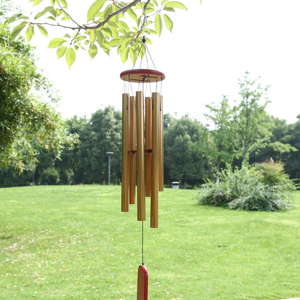 Vindklokke til have, terrasse, hjem med 6 rør Gold