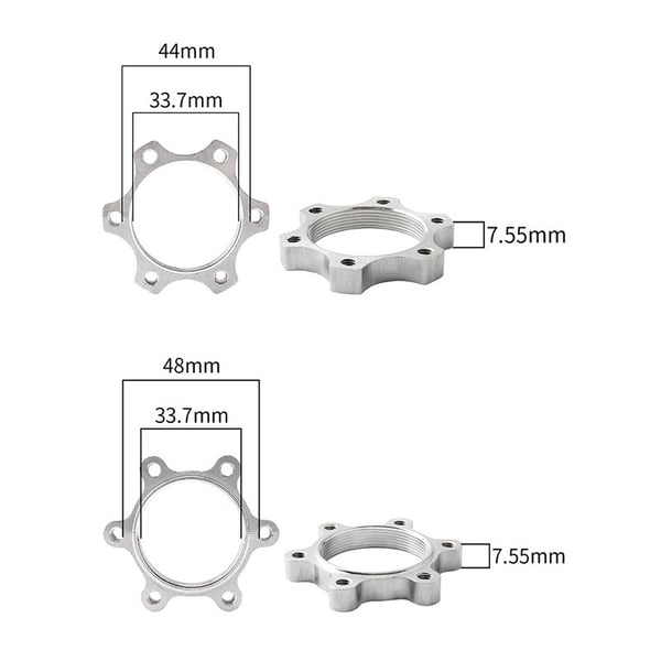Cykel friløbsgevind navskive 6 bolt aluminiumslegering Silver 44 mm