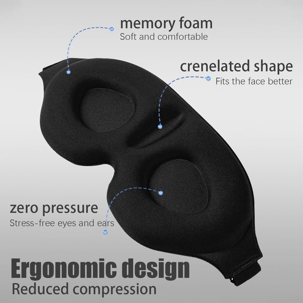 3D sovmask med tillbehör Svart
