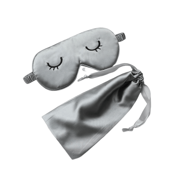 Broderad Ögonmask i Sidenliknande tyg Grey
