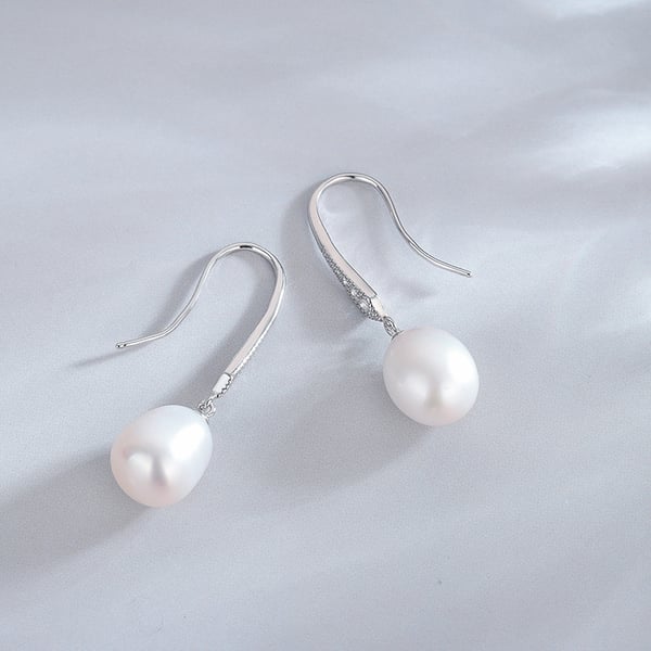 1 par S925 Sterling Sølv Ferskvann Pearl Stud øredobber Silver