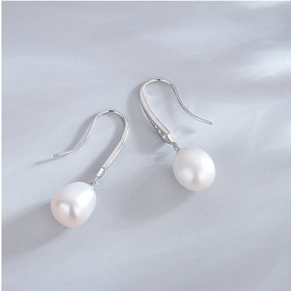 1 par S925 Sterling Sølv Ferskvann Pearl Stud øredobber Silver