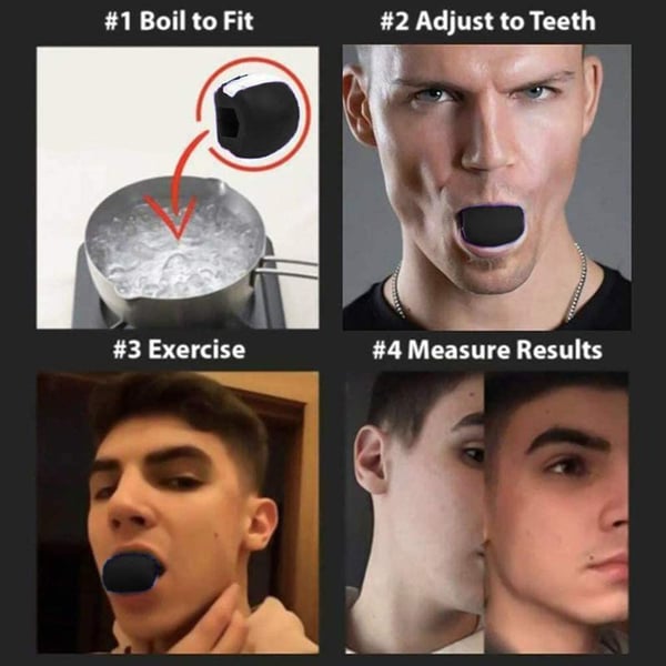 Jawline trainer - leuan treenaus silikoni musta 3 Pack