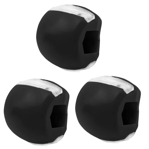Kjevetrener i sort silikon for ansiktsmuskler 3 Pack