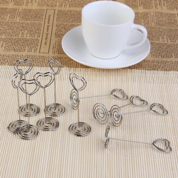 10 pakke hjerteformede papirklips Memoholder Notatholder Silver