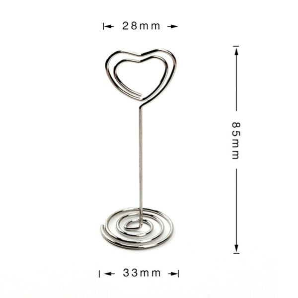 10 pakke hjerteformede papirklips Memoholder Notatholder Silver