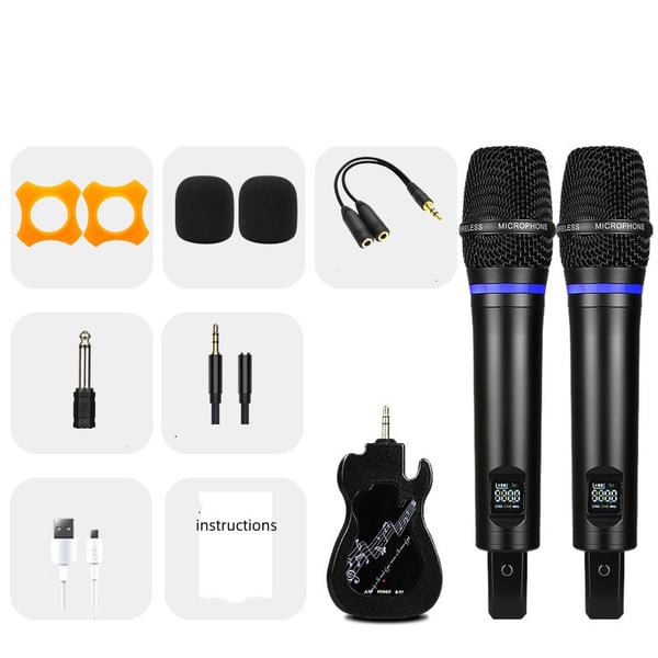 Trådløs mikrofon Bluetooth-reverb med Android-portkabel, 2 stk. Black