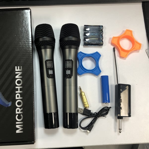 2 trådløse mikrofoner Bluetooth Reverb med Android-portkabel Black