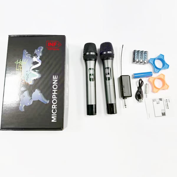 2 trådløse mikrofoner Bluetooth Reverb med Android-portkabel Black