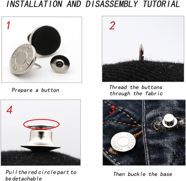 Avtakbare jeansknapper 10-pakning Fashion Jeans