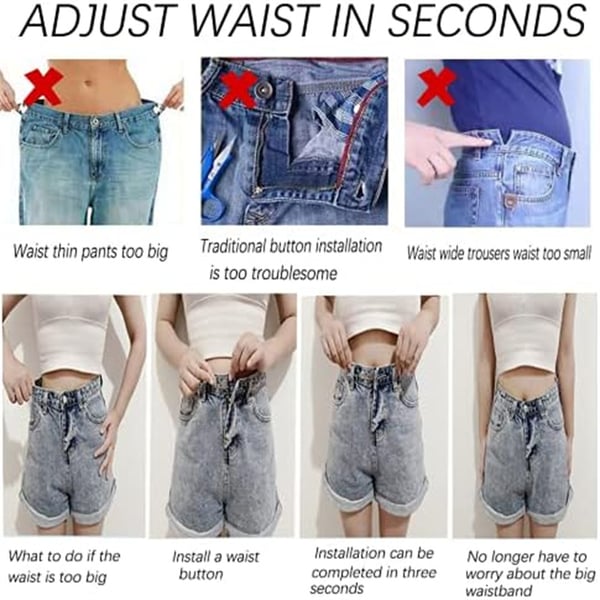 Avtakbare jeansknapper 10-pakning Fashion Jeans