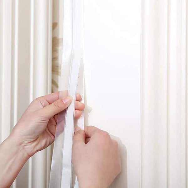 Selvklebende vanntett og vindtett silikonlist (25mm transparent) 10 meter for dører og vinduer Transparent 2.5 cm