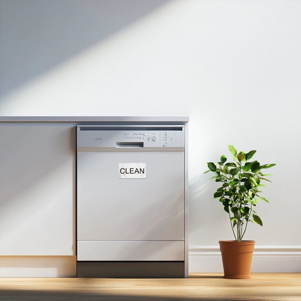 Magnet for oppvaskmaskin med vendbart skilt CLEAN / DIRTY