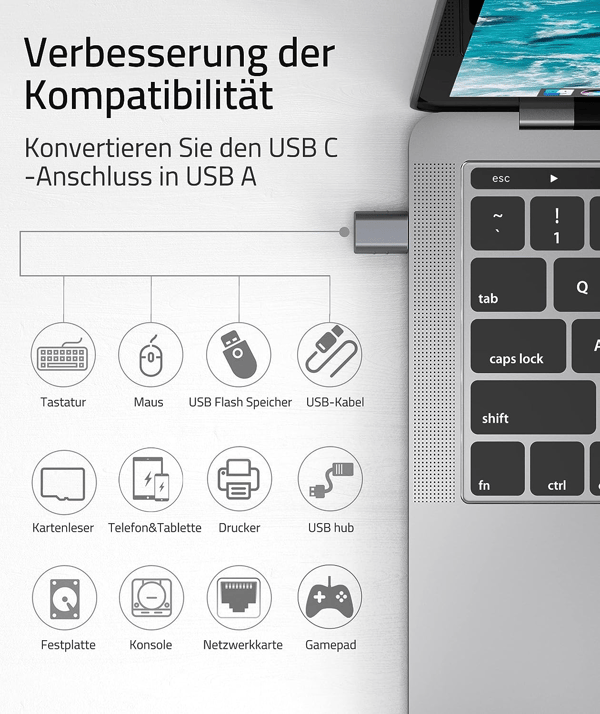 USB 3.2 - C-tyypin OTG-sovitin 10 Gbps Silver