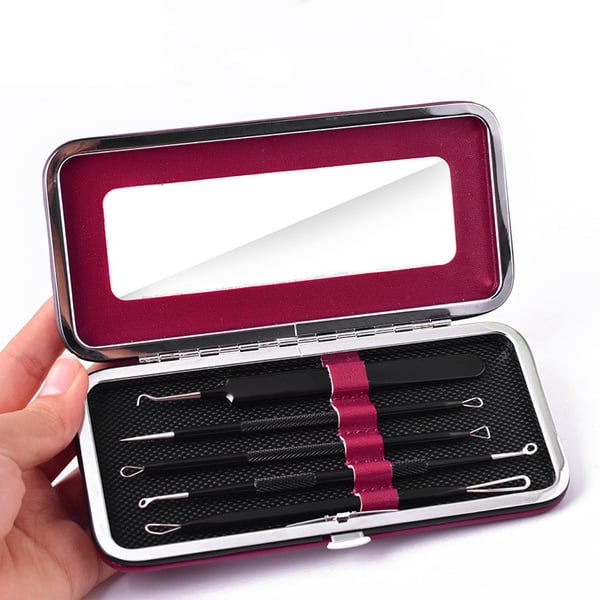 5 Pack Blackhead Remover Acne Needle Tools Kit Black