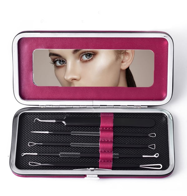 5 Pack Blackhead Remover Acne Needle Tools Kit Black