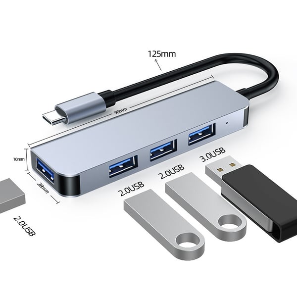 USB-hub med 1 USB3.0-port og 3 USB2.0-porte
